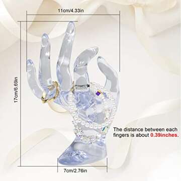 DI QIU REN Hand Form Ring Holder Jewelry Display Holder, Clear Room Decor Aesthetic Bracelet Ring Wa...