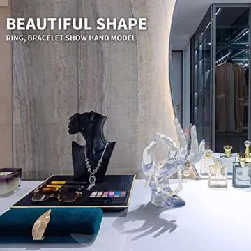 DI QIU REN Hand Form Ring Holder Jewelry Display Holder, Clear Room Decor Aesthetic Bracelet Ring Watch Stand Support Holder Preppy Jewelry Holder for Y2k Room Decor