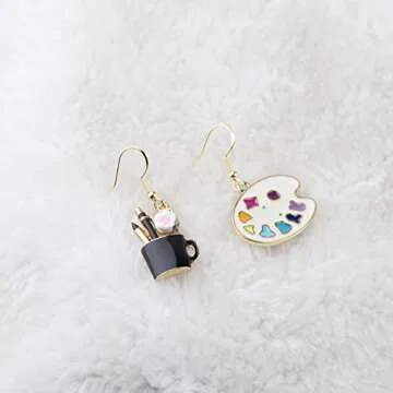 CENWA Colorful Artist Paint Palette and Paint Brush Pendant Drop Earrings Painter Artist Jewelry Gift for Art Teacher Art Student (Artist earrings mix)