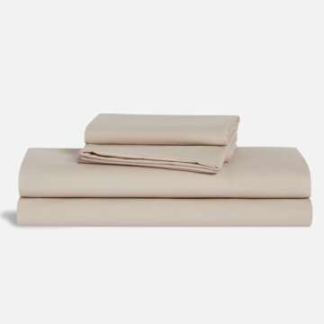 Brooklinen Luxury Percale 4 Piece Sheet Set - 100% Cotton, King Size in Pebble Grey - 1 Fitted Sheet...