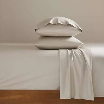 Brooklinen Luxury Percale 4 Piece Sheet Set - 100% Cotton, King Size in Pebble Grey - 1 Fitted Sheet, 1 Flat Sheet, 2 Pillowcases | Best Sheets for Hot Sleepers