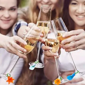 Colorful 12 Pcs Floral Wine Charms for Any Occasion