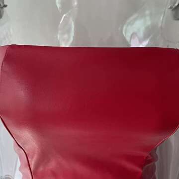 XLLAIS Women Strapless Tube Top Midi Dress Off Shoulder Bodycon Party Leather Dress (Red, Medium)