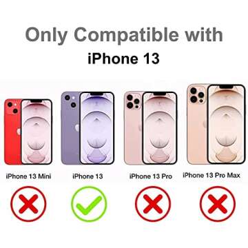 TEAUGHT Compatible with iPhone 13 Case (2021) 6.1 inch, Cute Pattern Pink Love Heart + Screen Protector Tire Shockproof Cover, Designed for iPhone 13 Case for Girls Women