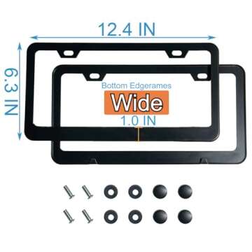2PCS Matte Black License Plate Frames with Screws - Rust-Proof, Stylish Holder for Cars