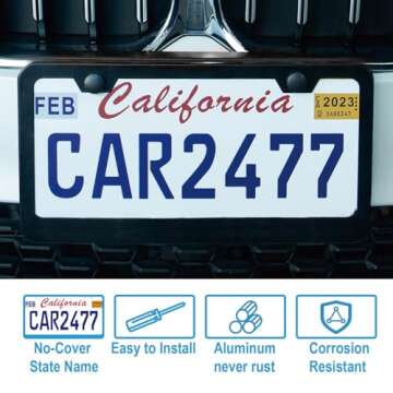 Stylish Matte Black License Plate Frames - 2PCS Set