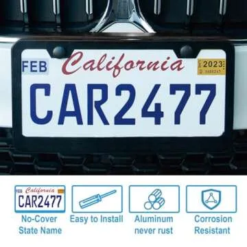 Stylish Matte Black License Plate Frames - 2PCS Set