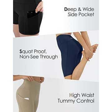 ODODOS Women's 4" High Waist Biker Shorts with Pockets, Tummy Control Non See Through Workout Sports Athletic Running Yoga Shorts, Red, Medium