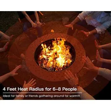 PaPaJet 36 Inch Fire Pit with 2 Grill, Outdoor Wood Burning Firepit with Lid, Metal Round Table for Backyard Patio Garden Picnic Camping Bonfire