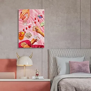 Vintage Pink Poker Posters for Quirky Home Decor