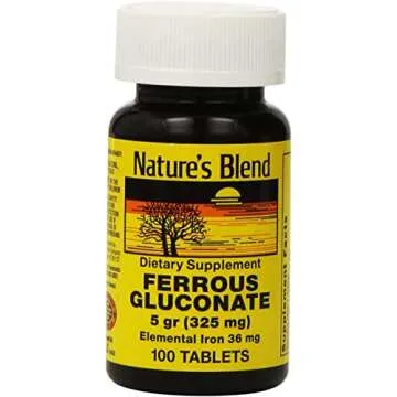 Nature's Blend Ferrous Gluconate Tablets - 324 mg, 100 Count