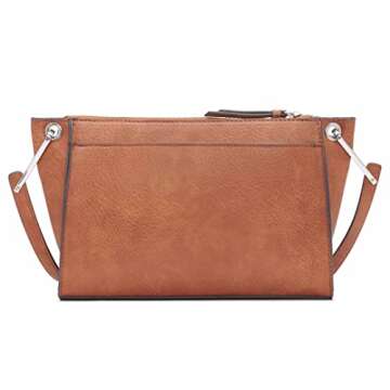Stylish Calvin Klein Reyna Vegan Leather Crossbody Bag in Caramel Combo