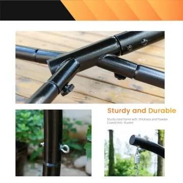 FDW Hammock Chair Stand, Outdoor Solid Steel Heavy Duty Construction for Hanging Hammock, Air Porch Swing - 360 Degree Rotation
