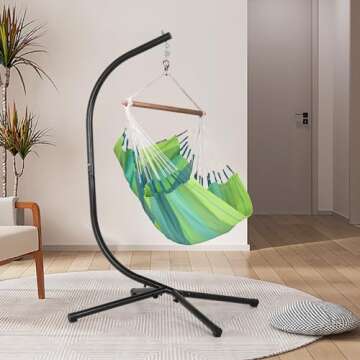 FDW Hammock Chair Stand, Outdoor Solid Steel Heavy Duty Construction for Hanging Hammock, Air Porch Swing - 360 Degree Rotation