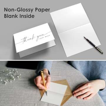 100 PACK Thank You Cards Bulk with Kraft Envelopes and Matching Stickers, 4x6 Inch Blank Greeting Ca...