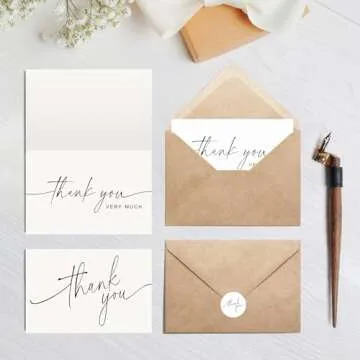 Elegant Thank You Cards with Envelopes and Stickers