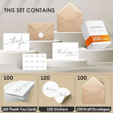 Elegant Thank You Cards with Envelopes and Stickers