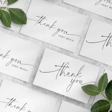 100 PACK Thank You Cards Bulk with Kraft Envelopes and Matching Stickers, 4x6 Inch Blank Greeting Cards Suitable for Small Business, Baby Shower Wedding, Graduation, Bridal Shower, Funeral, Engagement
