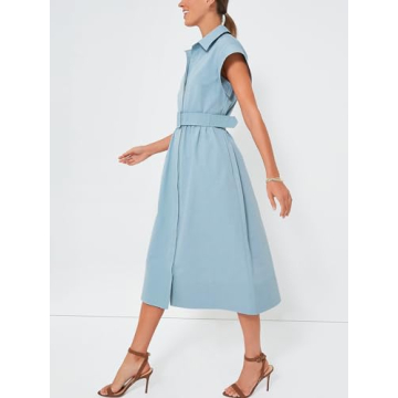 Jenkoon Women's Stylish Waterproof Shirt Dress with Belt