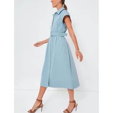 Jenkoon Women's Stylish Waterproof Shirt Dress with Belt