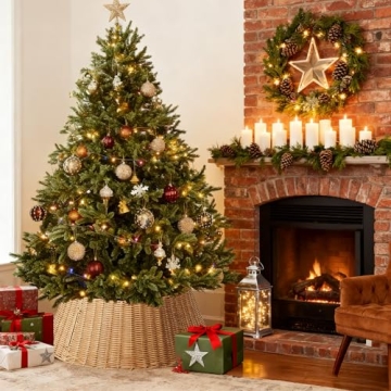 Sweetcrispy 27in Christmas Tree Collar - Easy Assembly & Eco-Friendly Wicker Design