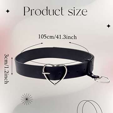 UTENEW Heart Shape Belts Wide Black Leather Waist Belt for Women Jeans Pants Dresses with Alloy Buck...