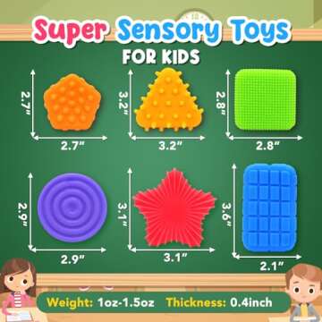 Squishy Sensory Toys for Kids Toddlers: Super Soft & Textured Sensory Fidget Toy for Autistic Children Special Needs | Stress Calming Toys for Kids | Baby Stocking Stuffers Fidget Toy for Autism, ADHD