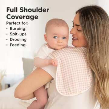 5-Pack Muslin Burp Cloths for Baby Boys and Girls - Super Absorbent Baby Burp Cloth, Viscose Derived from Bamboo Cotton Baby Washcloths, Burp Rags, Large Neutral Burp Clothes for Newborn (Petals)