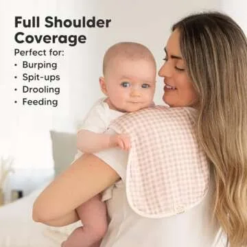 5-Pack Muslin Burp Cloths for Baby Boys and Girls - Super Absorbent Baby Burp Cloth, Viscose Derived from Bamboo Cotton Baby Washcloths, Burp Rags, Large Neutral Burp Clothes for Newborn (Petals)