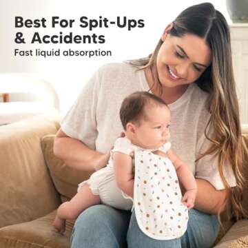 5-Pack Muslin Burp Cloths for Baby Boys and Girls - Super Absorbent Baby Burp Cloth, Viscose Derived from Bamboo Cotton Baby Washcloths, Burp Rags, Large Neutral Burp Clothes for Newborn (Petals)