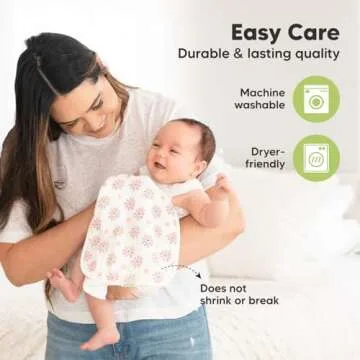 5-Pack Muslin Burp Cloths for Baby Boys and Girls - Super Absorbent Baby Burp Cloth, Viscose Derived from Bamboo Cotton Baby Washcloths, Burp Rags, Large Neutral Burp Clothes for Newborn (Petals)