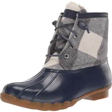 Sperry Womens Saltwater Buffalo Check Boots, Stylish Waterproof Footwear