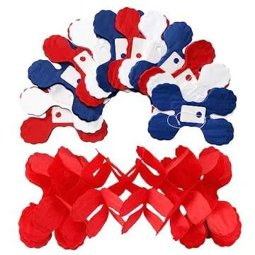 Fourth-4th of July Memorial-Day Party-Decorations - 157FT Red White Blue Patriotic Streamers Garland,Graduation Four-Leaf Clover Hanging Banner,Independence American Birthday Decor Hugtmr
