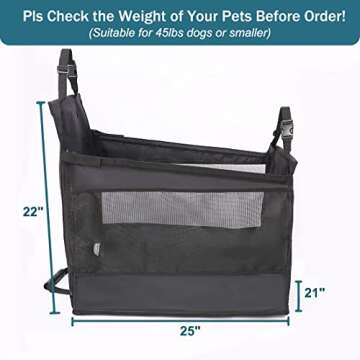 Large Dog Car Seat - Dog Car Seat for Large Dogs, Half Hammock Dog Seat Cover Water-Resistant for Ca...