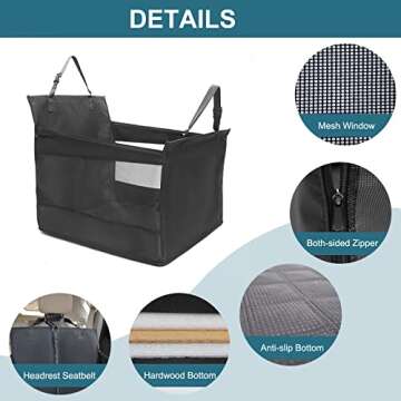 Large Dog Car Seat - Dog Car Seat for Large Dogs, Half Hammock Dog Seat Cover Water-Resistant for Cars, Trucks, SUVs, Full Seat, Half Seat and Floor Coverage