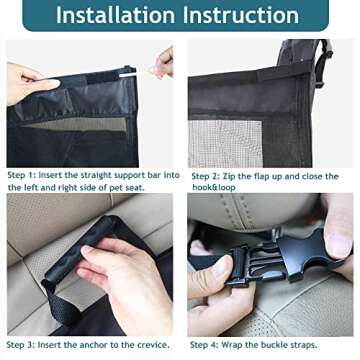 Large Dog Car Seat - Dog Car Seat for Large Dogs, Half Hammock Dog Seat Cover Water-Resistant for Cars, Trucks, SUVs, Full Seat, Half Seat and Floor Coverage