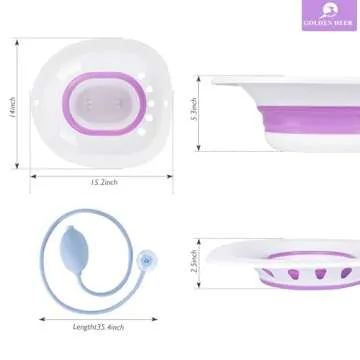 GOLDEN DEER Sitz Bath for Hemorrhoids, Sitz Bath for Toilet Seat, Automatic Flushing, Postpartum Care, Sits Bath Kit for Women