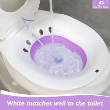 GOLDEN DEER Sitz Bath for Hemorrhoids, Sitz Bath for Toilet Seat, Automatic Flushing, Postpartum Care, Sits Bath Kit for Women