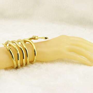 HOPEANT Flexible Bendable Snake Bracelet Wrap Bangle Twistable Adjustable Neck Collar Choker Necklace Waistband (A-Gold)