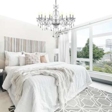 Ridgeyard Clear 10 Lights Modern Luxurious K9 Crystal Chandelier Pendant Lamp