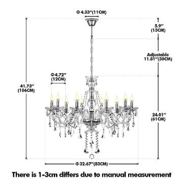 Ridgeyard Luxurious K9 Crystal Chandelier for Elegant Homes
