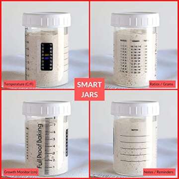 Full Proof Baking Sourdough Starter Kit with Fresh Sour Dough Starter (Ships Separately) - Digital Scale, Spatula, Scoop, Video & 2x 10oz Glass Jars w/Thermometer Rulers Feeding Ratios - Complete Set