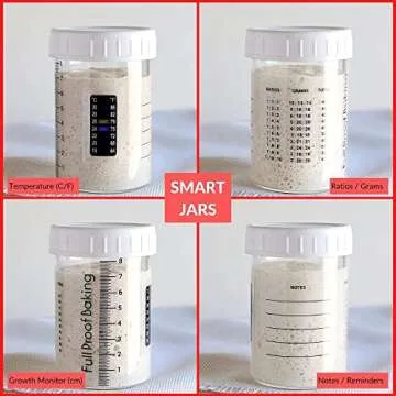 Full Proof Baking Sourdough Starter Kit with Fresh Sour Dough Starter (Ships Separately) - Digital Scale, Spatula, Scoop, Video & 2x 10oz Glass Jars w/Thermometer Rulers Feeding Ratios - Complete Set