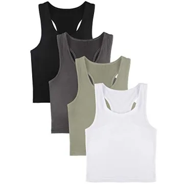 Stylish 4-Piece Basic Crop Tank Tops for Women