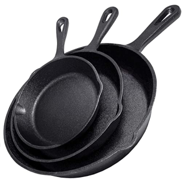 Simple Chef Cast Iron Skillet 3-Piece Set