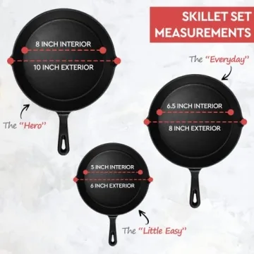 Simple Chef Cast Iron Skillet 3-Piece Set