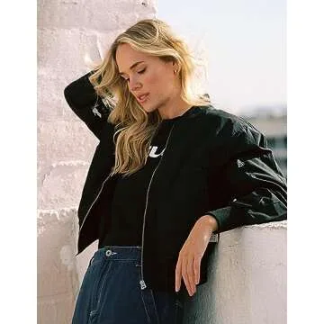 Stylish Lightweight Zeagoo Women’s Classic Bomber Jacket