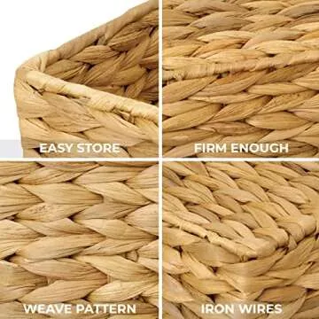 BARIEN Set of 2 Woven Water Hyacinth Storage Baskets