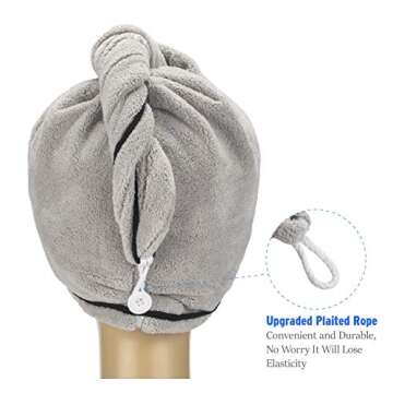AmazerBath Microfiber Hair Towel Wrap, 3 Pack Super Absorbent Hair Turbans for Women Wet Hair No Frizz, 26 x 10 Inches Quick Dry Hair Towels Cap for Drying Curly, Long & Thick Hair