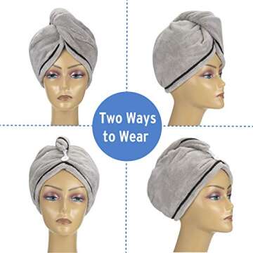 AmazerBath Microfiber Hair Towel Wrap, 3 Pack Super Absorbent Hair Turbans for Women Wet Hair No Frizz, 26 x 10 Inches Quick Dry Hair Towels Cap for Drying Curly, Long & Thick Hair